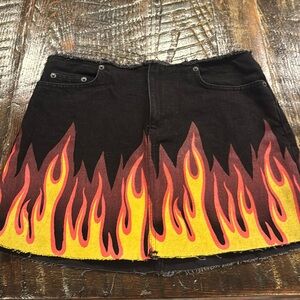 Carmar Black Denim Flame Skirt Size 27. Used. Great condition